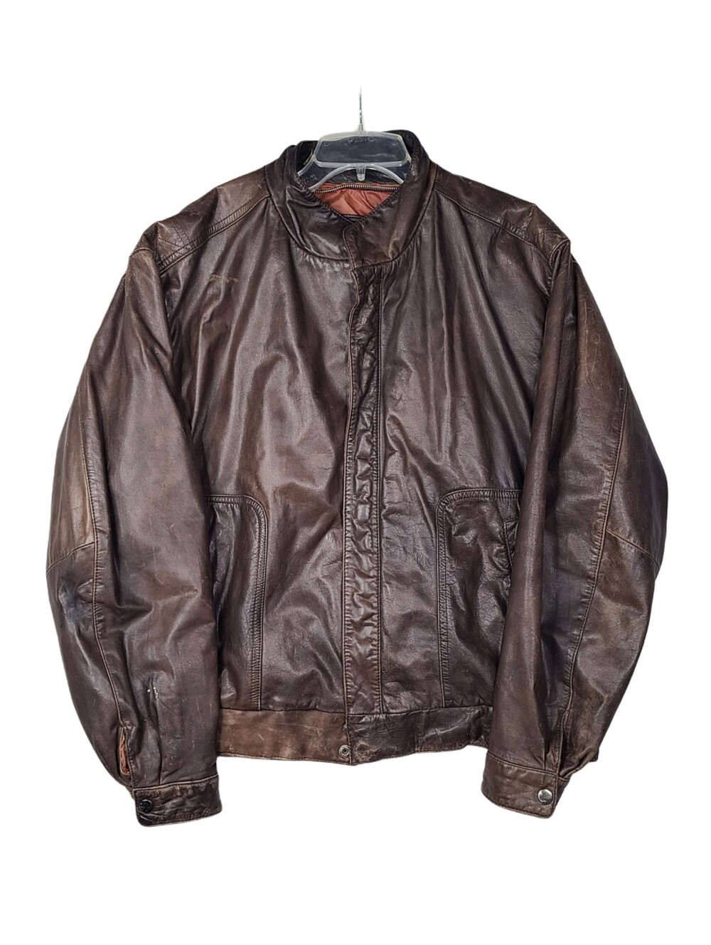 Vintage 70s Reed Sportswear Mens 46 Leather Motorcycle Jacket Distressed Brown